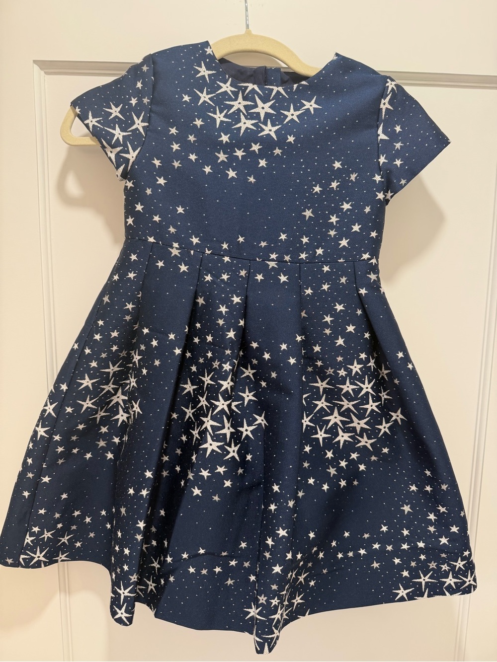 Girls Jacadi Navy Embroidered Starprint Party Dress